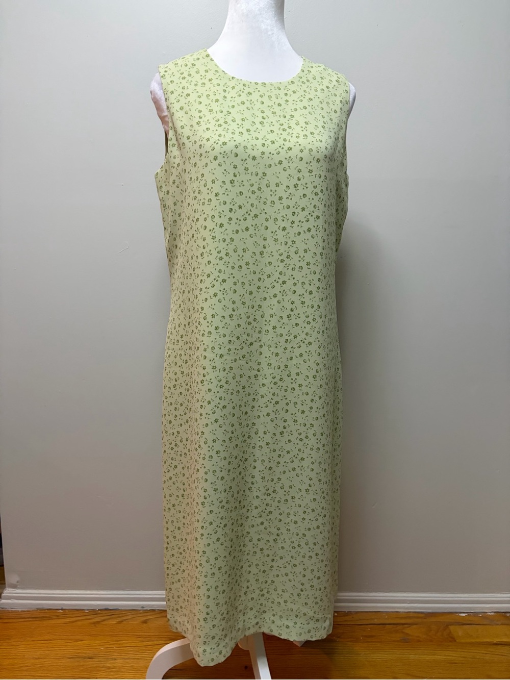 Josephine Chaus Petite Green Ditsy Floral Sleeveless Shift Maxi Dress Size 12P